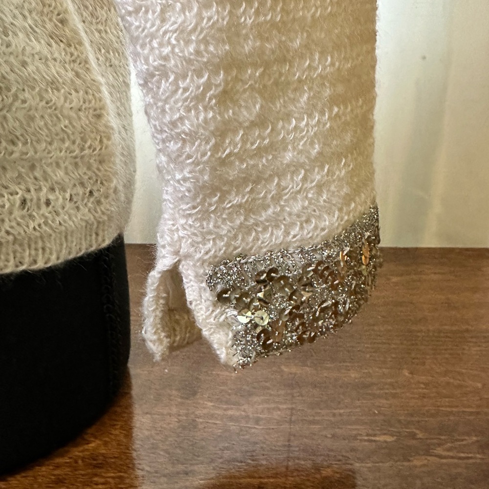 Vintage 1950s Sidney Gould Mohair Blend Sheer Lining Sequin Cardigan Size S/M - Picture 3 of 10